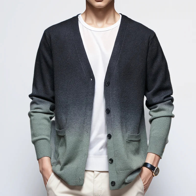 Men's Long Cardigan Ombre Viscose