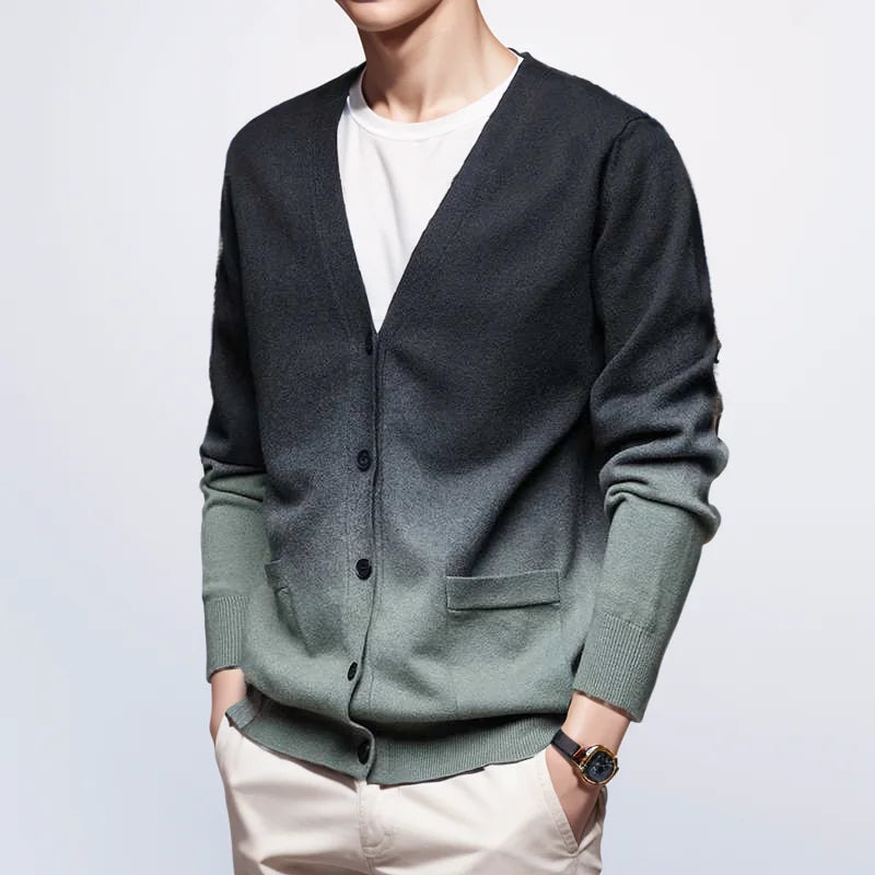 Men's Long Cardigan Ombre Viscose