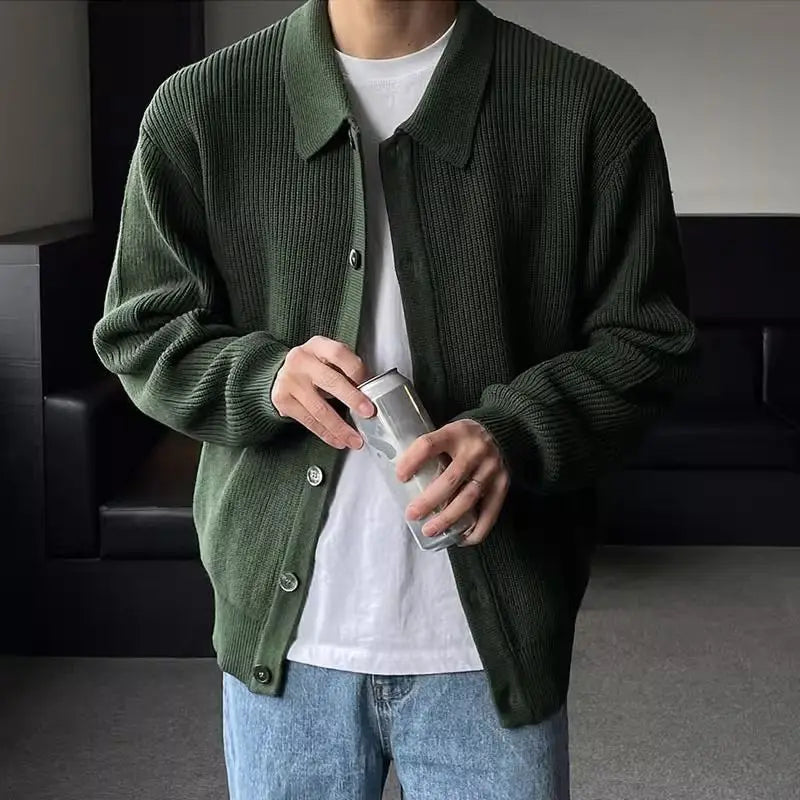 Men's Sweater Beige Heavyweight Cotton Corduroy