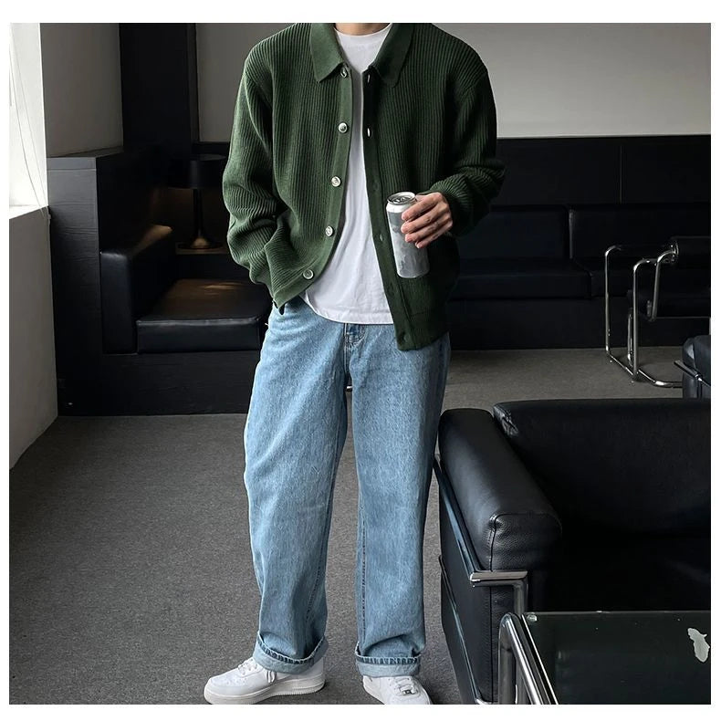 Men's Sweater Beige Heavyweight Cotton Corduroy
