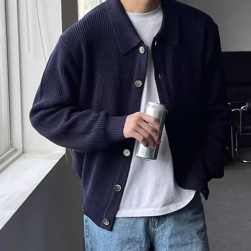Men's Sweater Beige Heavyweight Cotton Corduroy