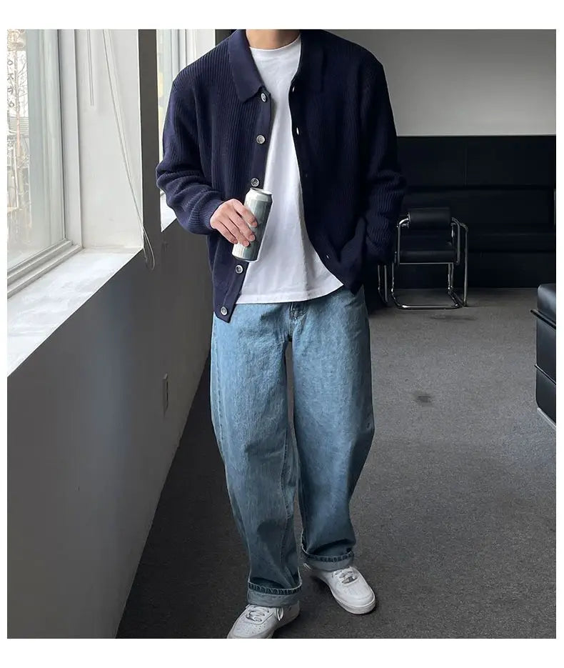 Men's Sweater Beige Heavyweight Cotton Corduroy