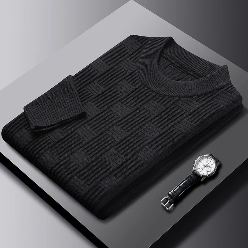 Adrian - Knitted Crewneck Sweater with Timeless Cable Design