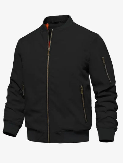 Men's Stylish Bomber Jacket with Ribbed Cuffs & Hem - Trendy Outerwear for Casual & Smart Looks