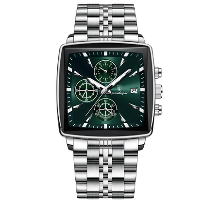 Men’s Square Dial Quartz Watch – Chain Strap with Luminous Display