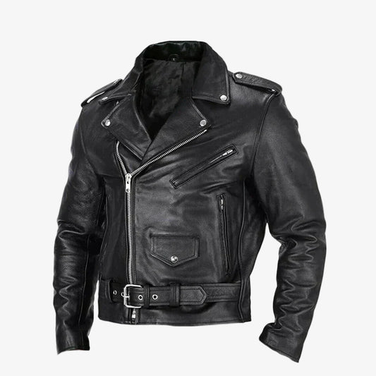 Men's Buckle Motorcycle Jacket - Stylish Biker Jacket for Men, Durable Leather Riding Gear, Perfect for Adventure and Everyday Wear
