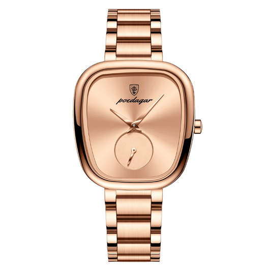 Women’s Irregular Dial Quartz Watch – Stainless Steel Strap with Water Resistance