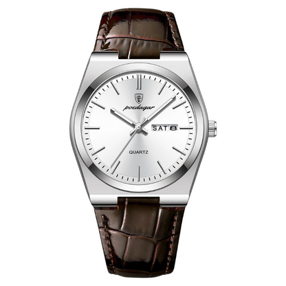 Men’s Simple Business Quartz Watch – Leather Strap with Date & Luminous Display