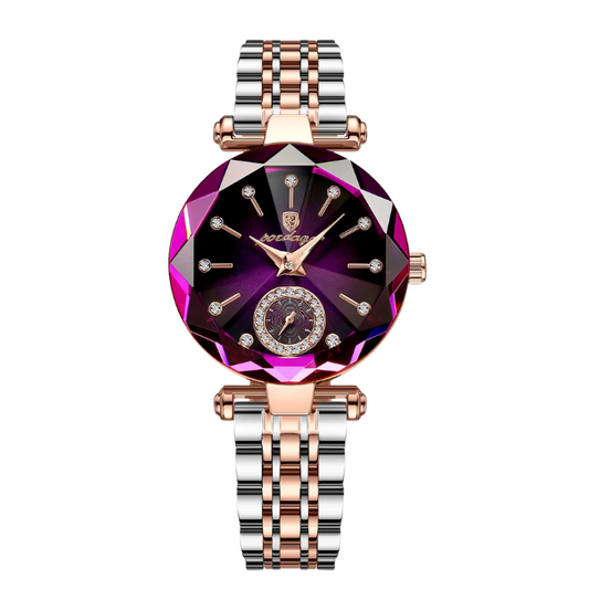 Women’s Elegant Diamond Dial Quartz Watch – Waterproof with Crystal Accents