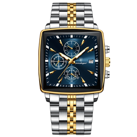 Men’s Square Dial Quartz Watch – Chain Strap with Luminous Display