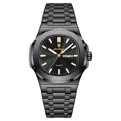 Men’s Two-Tone Quartz Watch – Day-Date Calendar & Elegant Business Style