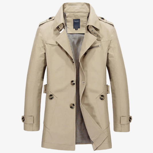 Stylish Men's Casual Trench Coat with Buttons - Lightweight, Versatile Outerwear for All Seasons