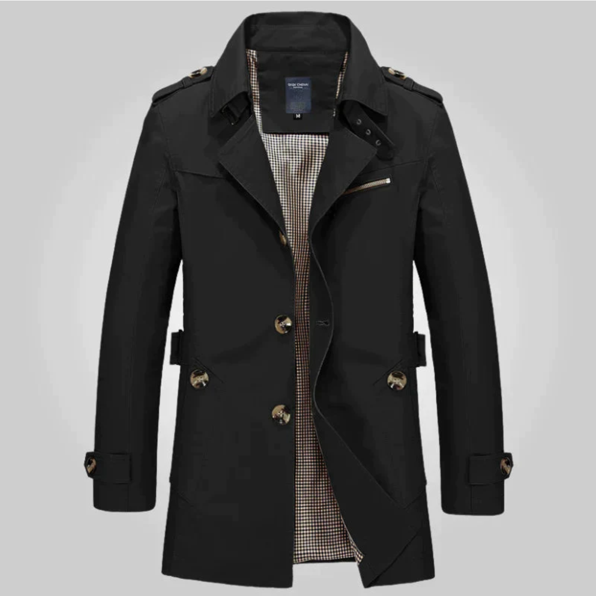 Stylish Men's Casual Trench Coat with Buttons - Lightweight, Versatile Outerwear for All Seasons