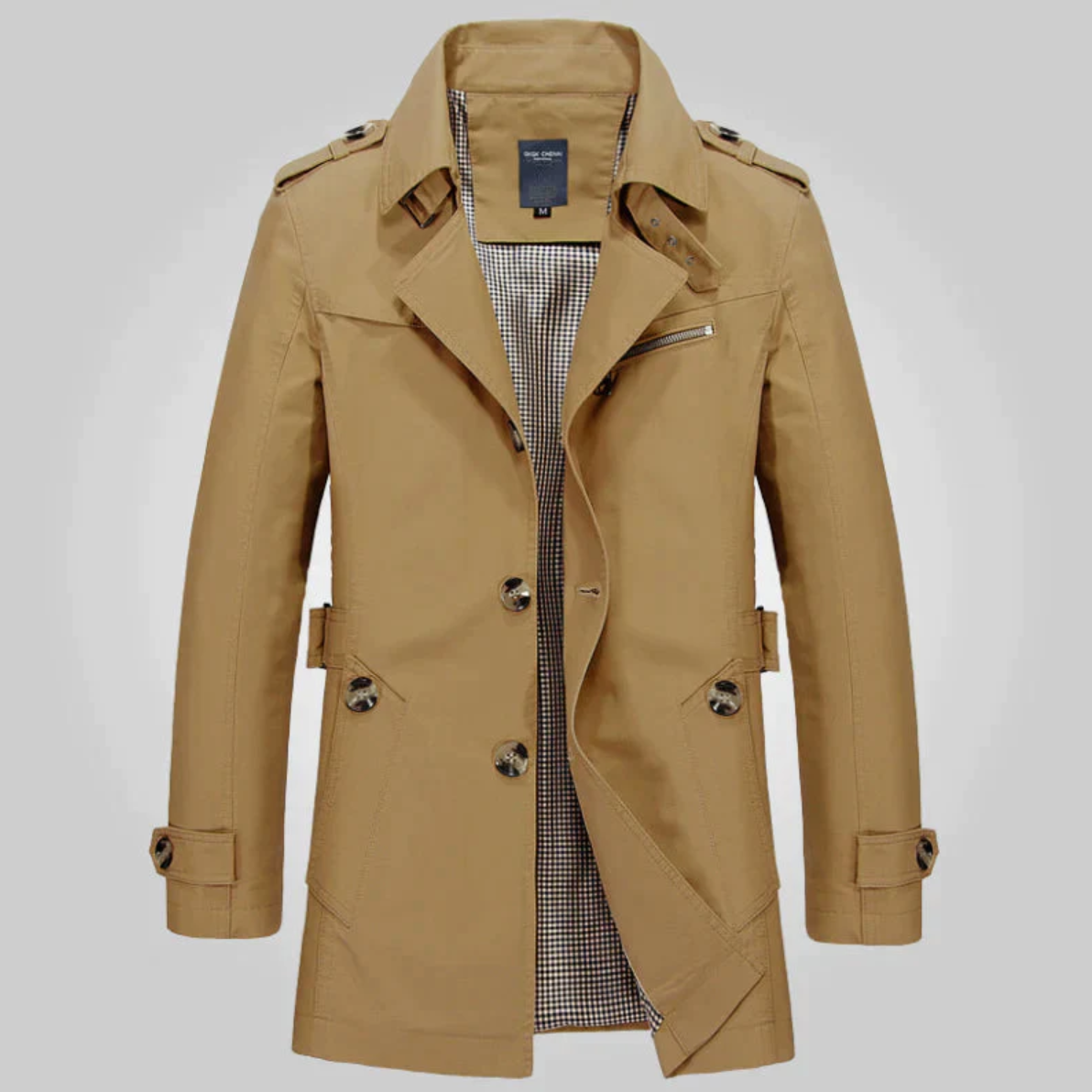 Stylish Men's Casual Trench Coat with Buttons - Lightweight, Versatile Outerwear for All Seasons