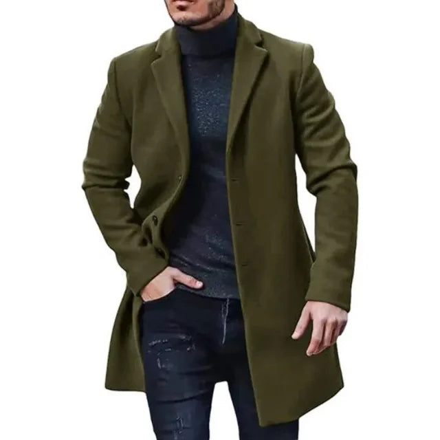 Men's Stylish Casual Winter Coat with Buttons - Warm, Trendy Outerwear for Cold Weather Fashion