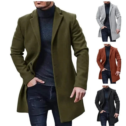 Men's Stylish Casual Winter Coat with Buttons - Warm, Trendy Outerwear for Cold Weather Fashion