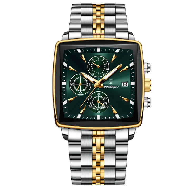 Men’s Square Dial Quartz Watch – Chain Strap with Luminous Display