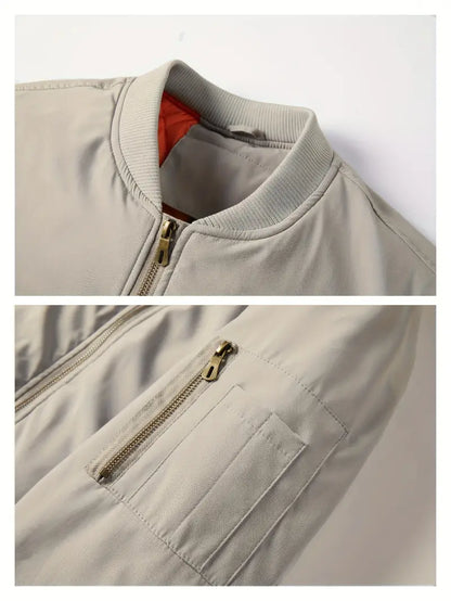 Men's Stylish Bomber Jacket with Ribbed Cuffs & Hem - Trendy Outerwear for Casual & Smart Looks