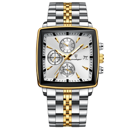 Men’s Square Dial Quartz Watch – Chain Strap with Luminous Display