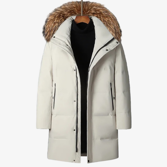 Men's Long Winter Coat with Zip - Stylish, Warm, and Waterproof Outerwear for Cold Weather Protection