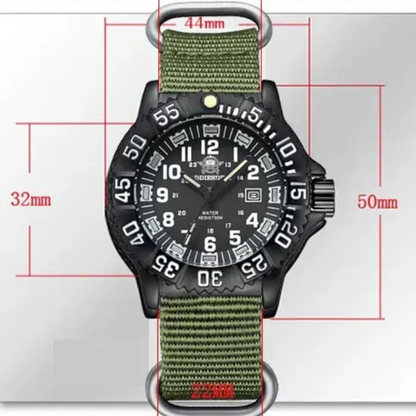 Men’s Rugged Military Quartz Watch – Luminous Dial with Nylon Sports Band