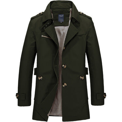 Stylish Men's Casual Trench Coat with Buttons - Lightweight, Versatile Outerwear for All Seasons
