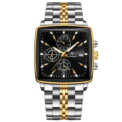Men’s Square Dial Quartz Watch – Chain Strap with Luminous Display