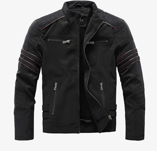Men's Premium Leather Zip Jacket - Stylish, Durable Outerwear for Effortless Fashion and Comfort