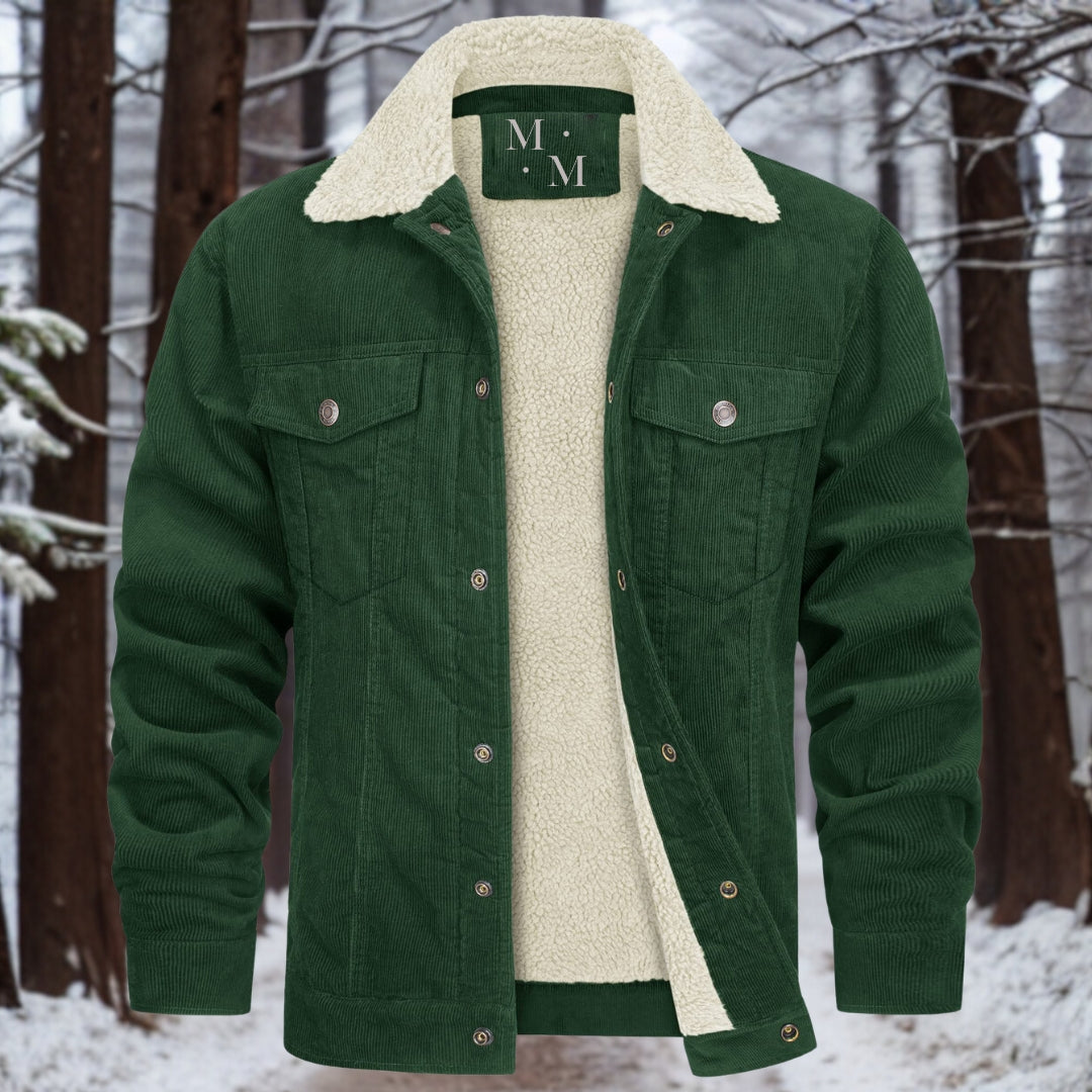 Men's Fleece-Lined Corduroy Winter Jacket - Warm, Stylish Outerwear for Cold Weather, Perfect for Casual and Outdoor Activities