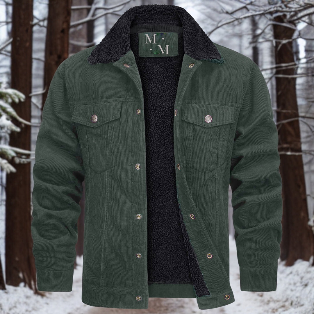 Men's Fleece-Lined Corduroy Winter Jacket - Warm, Stylish Outerwear for Cold Weather, Perfect for Casual and Outdoor Activities