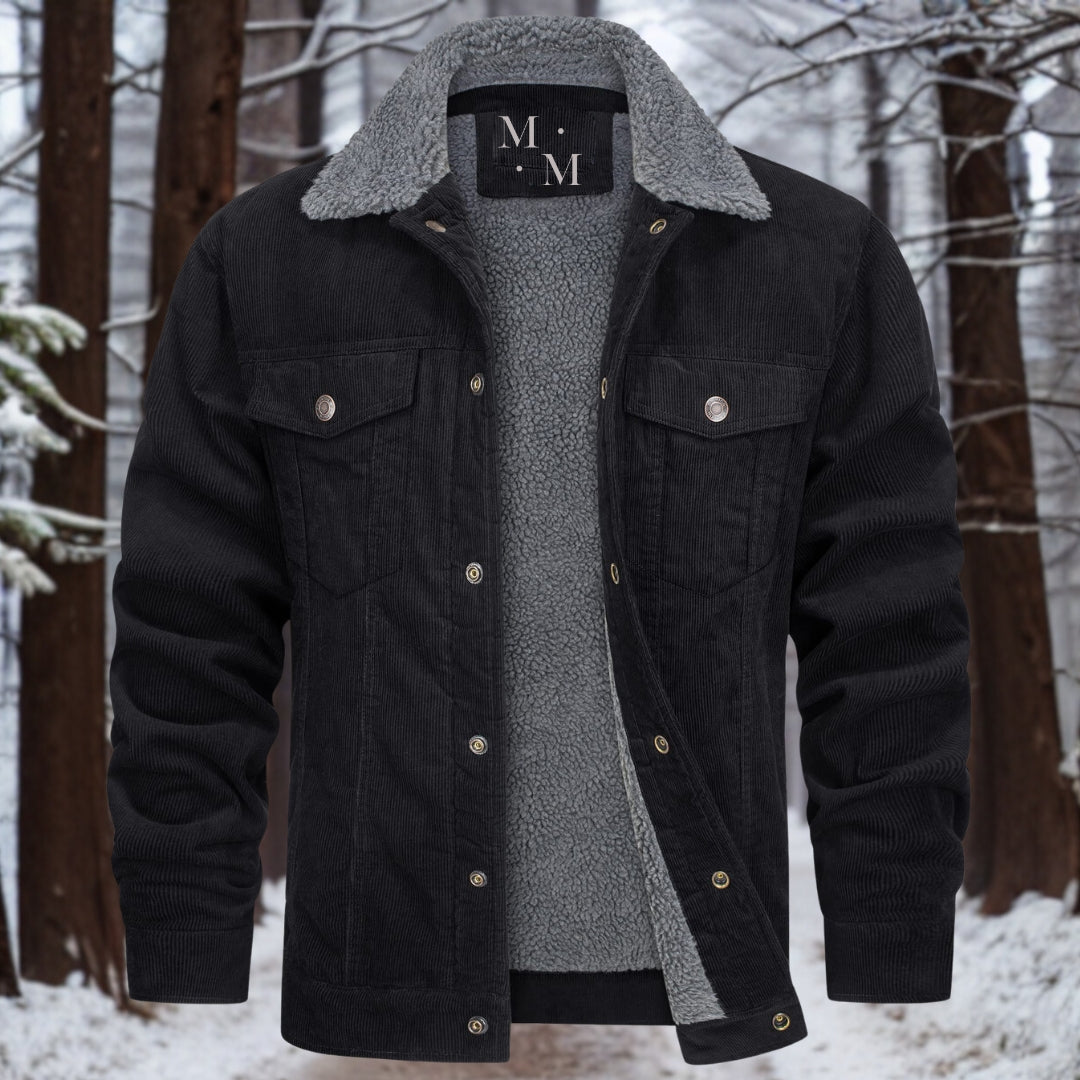 Men's Fleece-Lined Corduroy Winter Jacket - Warm, Stylish Outerwear for Cold Weather, Perfect for Casual and Outdoor Activities