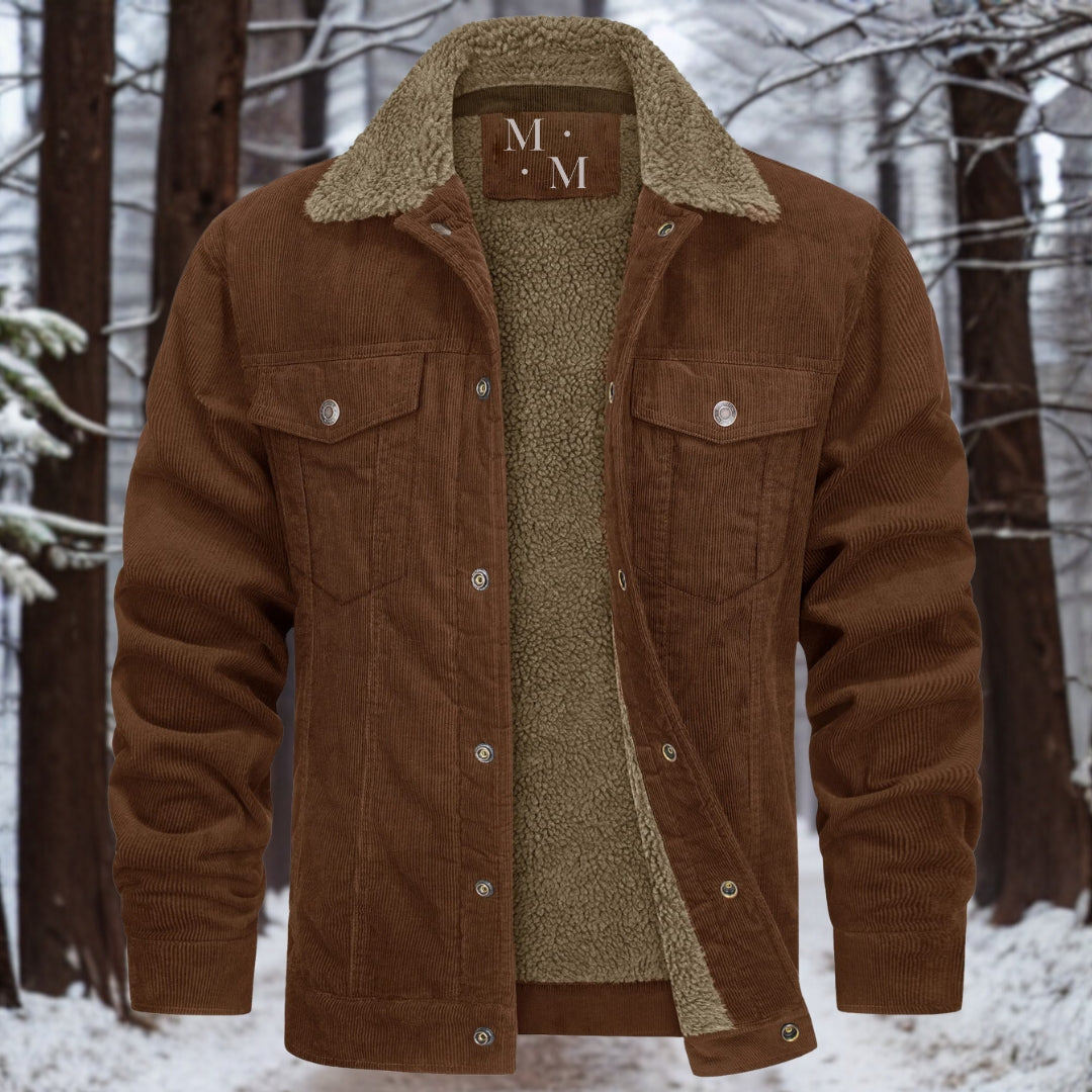 Men's Fleece-Lined Corduroy Winter Jacket - Warm, Stylish Outerwear for Cold Weather, Perfect for Casual and Outdoor Activities