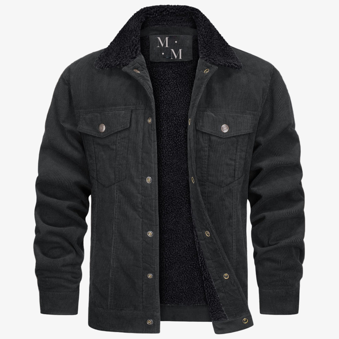 Men's Fleece-Lined Corduroy Winter Jacket - Warm, Stylish Outerwear for Cold Weather, Perfect for Casual and Outdoor Activities