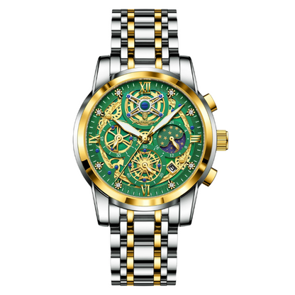 Men’s Round Chronograph Watch – Stainless Steel Strap with Luminous Display