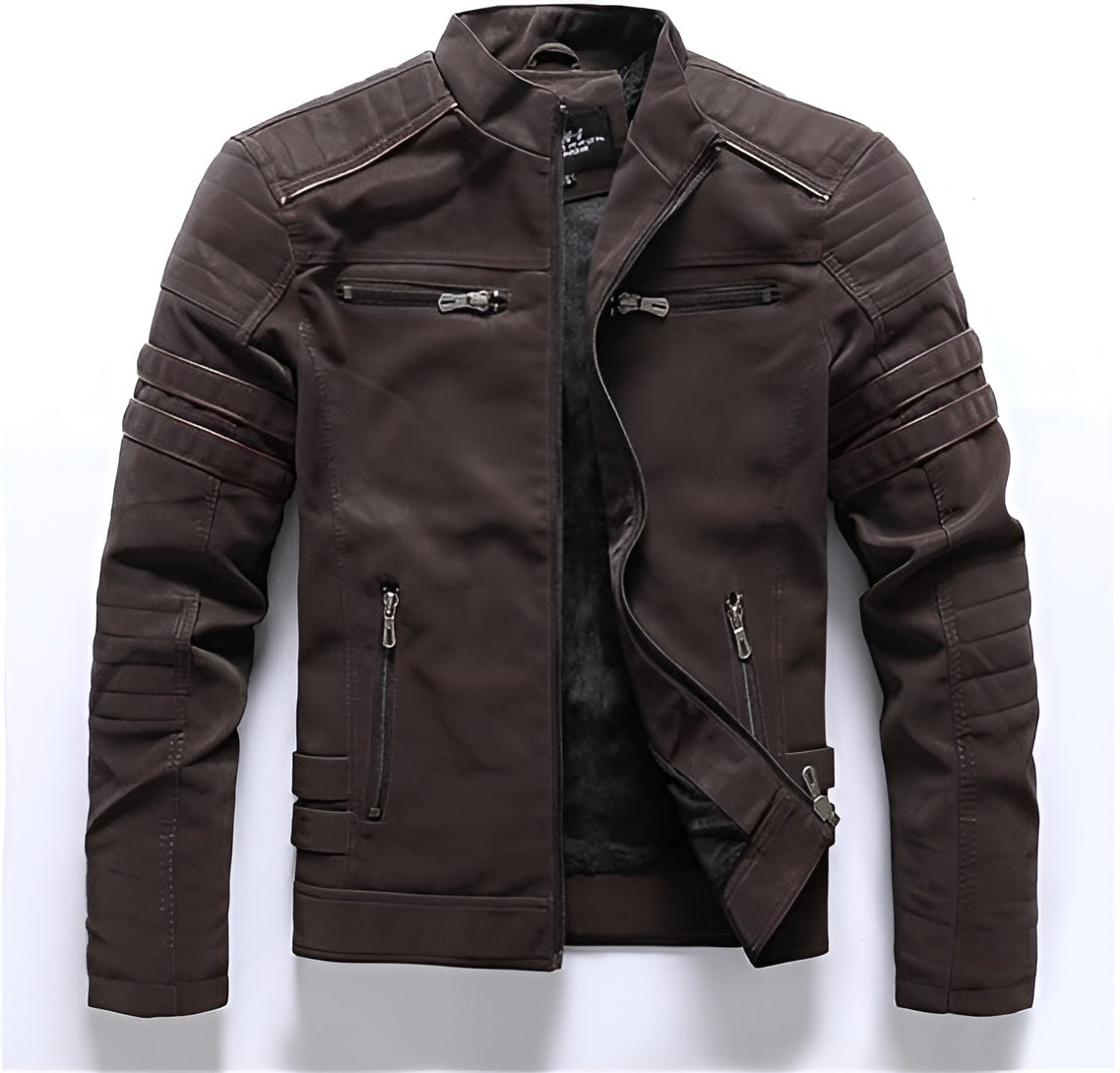 Men's Premium Leather Zip Jacket - Stylish, Durable Outerwear for Effortless Fashion and Comfort