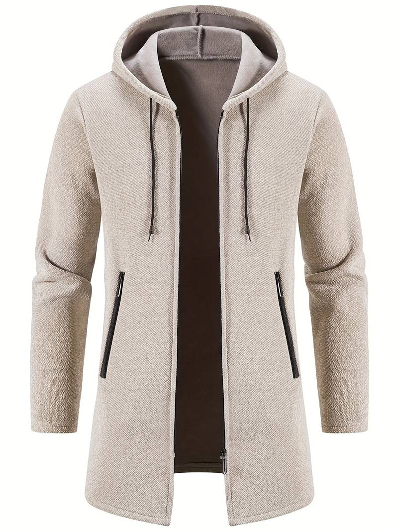 Men's Fleece-Lined Zip-Up Hoodie - Warm, Comfortable, Stylish Outerwear for Cold Weather - Perfect for Casual Wear and Outdoor Activities