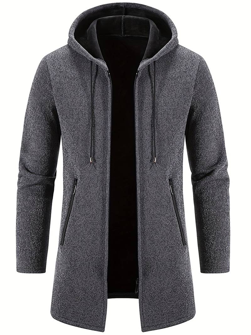 Men's Fleece-Lined Zip-Up Hoodie - Warm, Comfortable, Stylish Outerwear for Cold Weather - Perfect for Casual Wear and Outdoor Activities