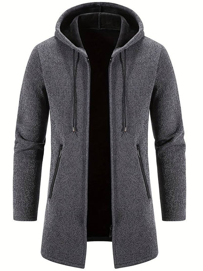 Men's Fleece-Lined Zip-Up Hoodie - Warm, Comfortable, Stylish Outerwear for Cold Weather - Perfect for Casual Wear and Outdoor Activities