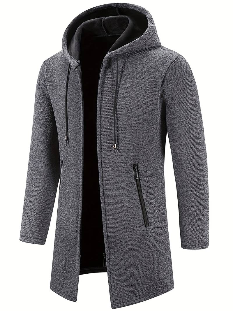 Men's Fleece-Lined Zip-Up Hoodie - Warm, Comfortable, Stylish Outerwear for Cold Weather - Perfect for Casual Wear and Outdoor Activities