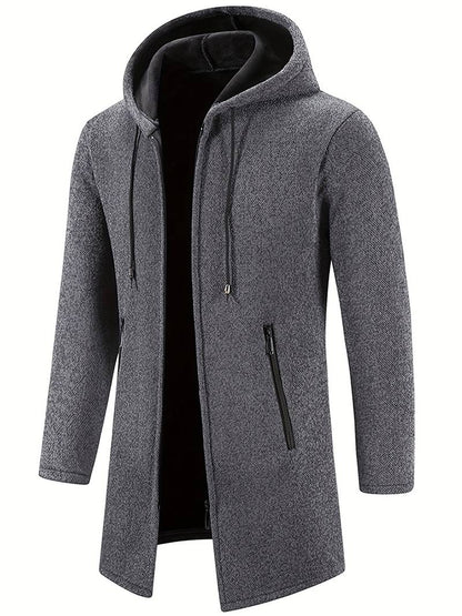 Men's Fleece-Lined Zip-Up Hoodie - Warm, Comfortable, Stylish Outerwear for Cold Weather - Perfect for Casual Wear and Outdoor Activities