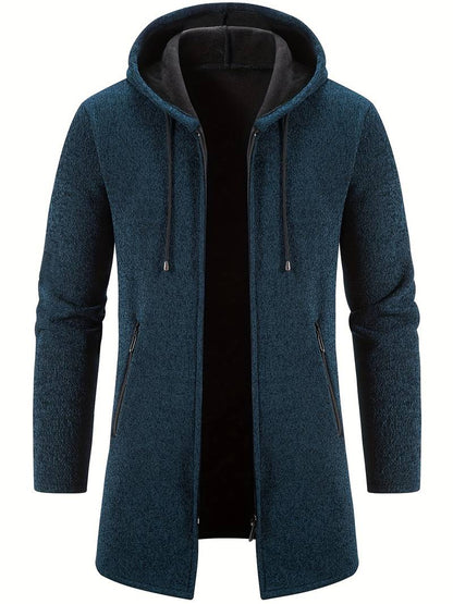 Men's Fleece-Lined Zip-Up Hoodie - Warm, Comfortable, Stylish Outerwear for Cold Weather - Perfect for Casual Wear and Outdoor Activities