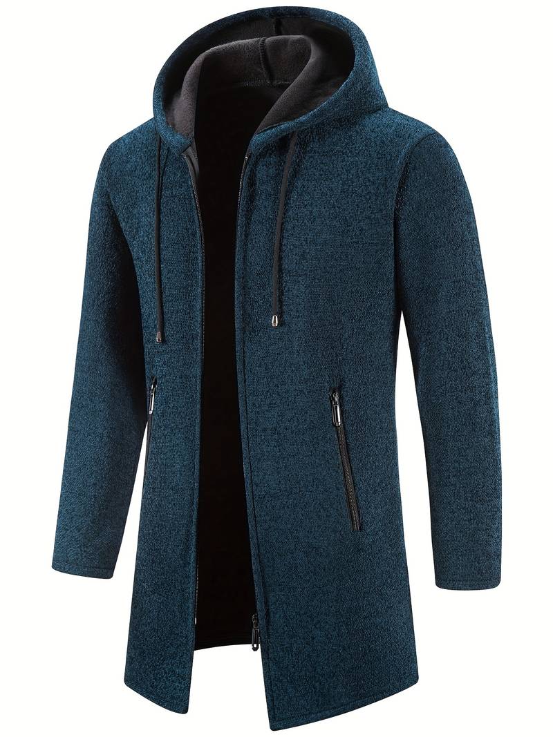 Men's Fleece-Lined Zip-Up Hoodie - Warm, Comfortable, Stylish Outerwear for Cold Weather - Perfect for Casual Wear and Outdoor Activities