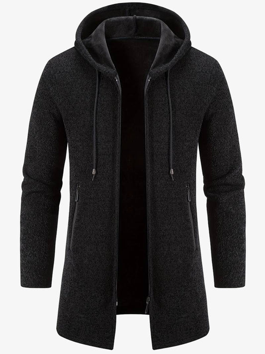 Men's Fleece-Lined Zip-Up Hoodie - Warm, Comfortable, Stylish Outerwear for Cold Weather - Perfect for Casual Wear and Outdoor Activities