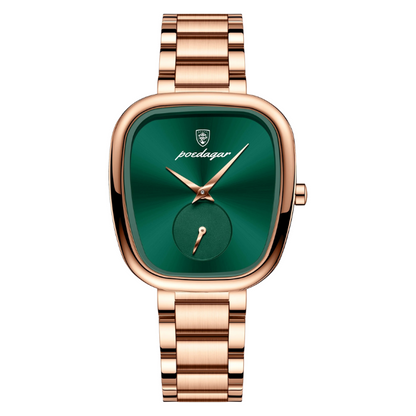 Women’s Irregular Dial Quartz Watch – Stainless Steel Strap with Water Resistance