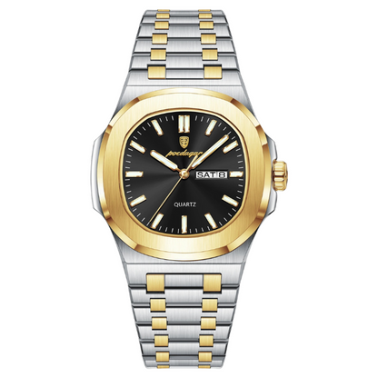 Men’s Two-Tone Quartz Watch – Day-Date Calendar & Elegant Business Style