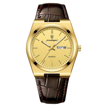 Men’s Simple Business Quartz Watch – Leather Strap with Date & Luminous Display