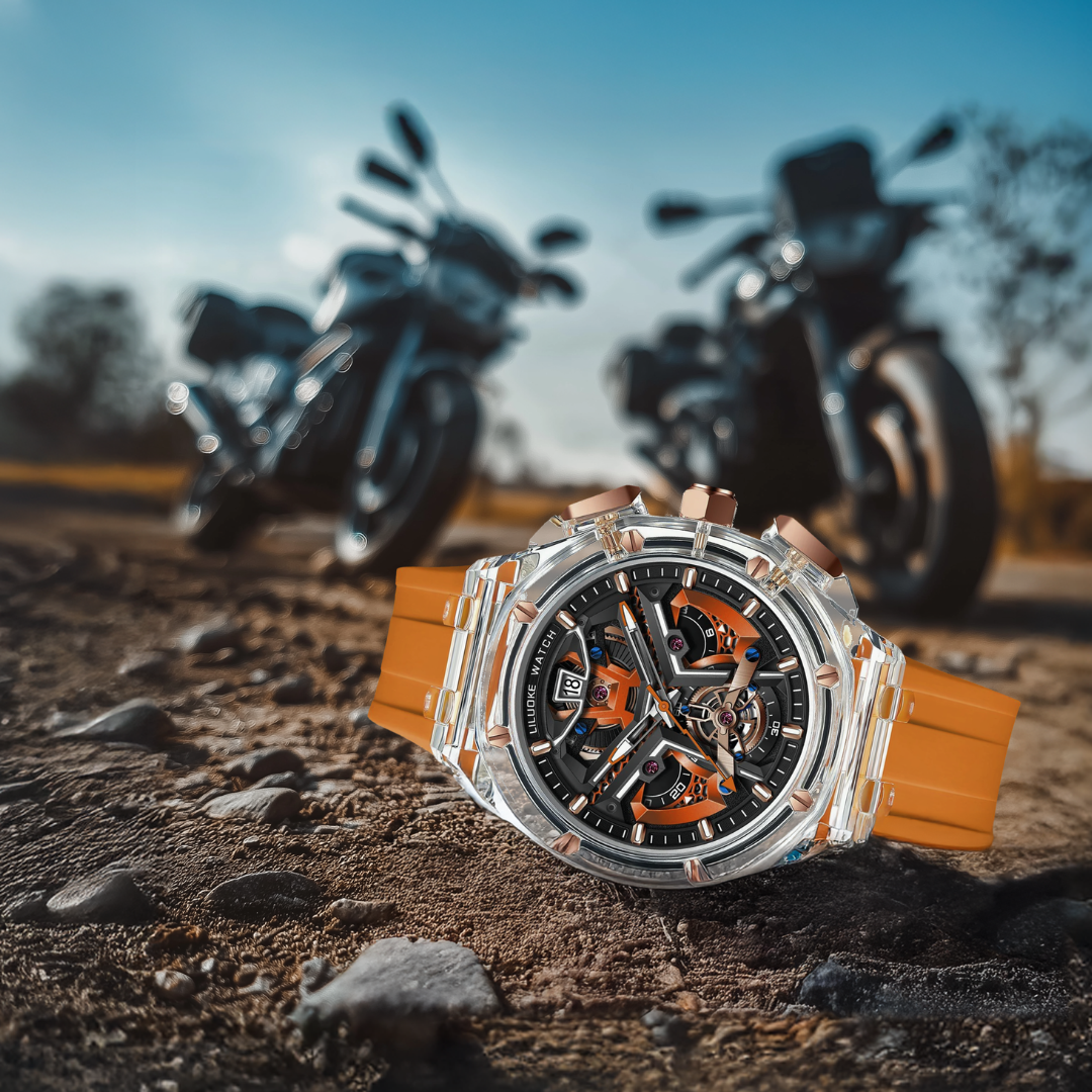 Automatic Skeleton Watch with Rugged Stainless Steel Case and 30M Water Resistance – Limited Edition Timepiece for Road Warriors 1