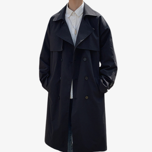 Men's Stylish Long Trench Coat with Belt - Classic Outerwear for All Seasons, Perfect for Fashion-Forward Looks