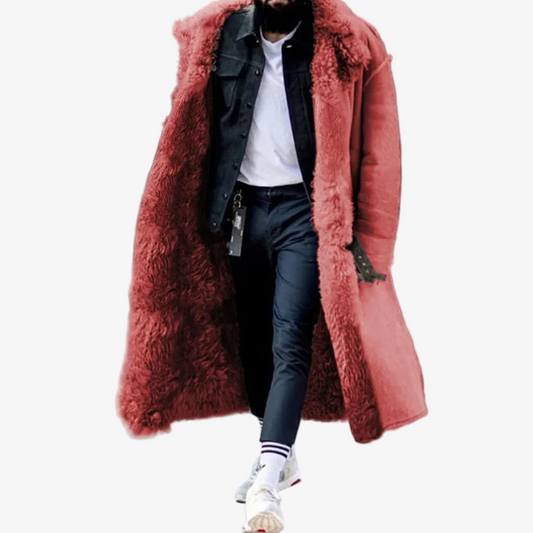Men's Long Fur Coat - Luxurious Faux Fur Outerwear for Stylish Winter Fashion & Warmth