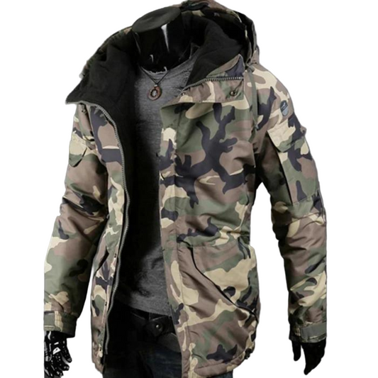 Men's Camouflage Hooded Jacket - Stylish Camo Outdoor Jacket for Hunting, Camping, and Casual Wear